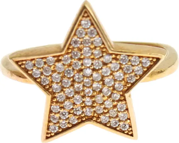 Star Gold 925 Silver Womens Clear Ring
