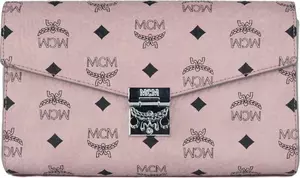 Medium Soft Pink Signature Diamond Logo Leather Clutch Crossbody Handbag