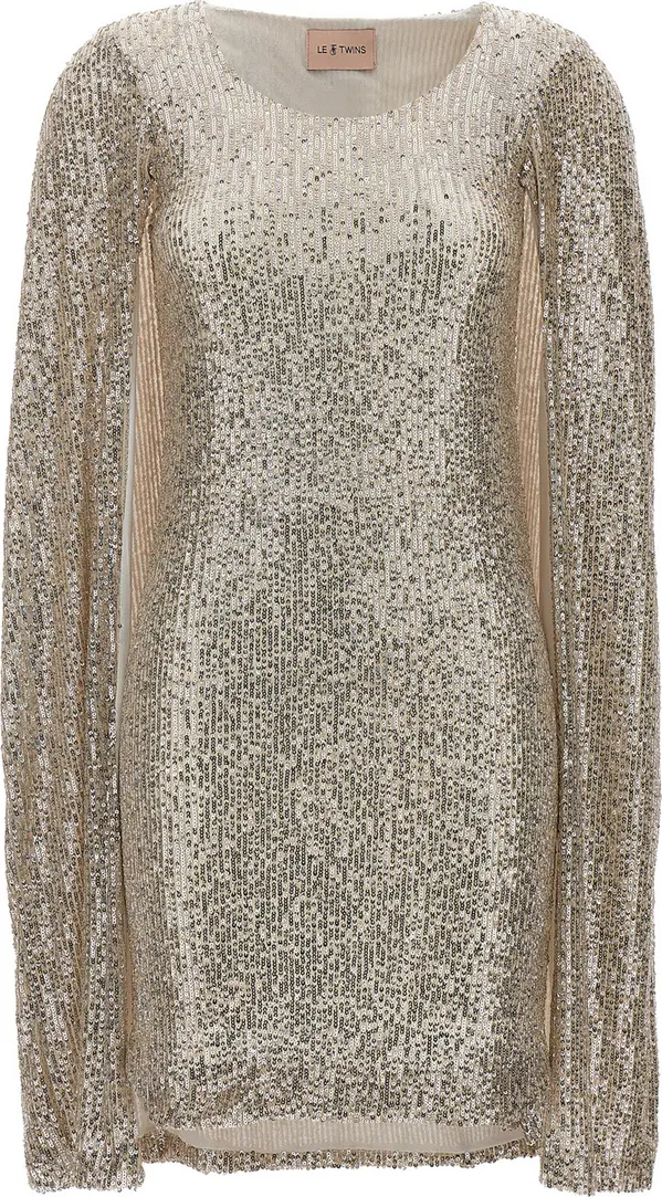 Silver Polyester Short Dress