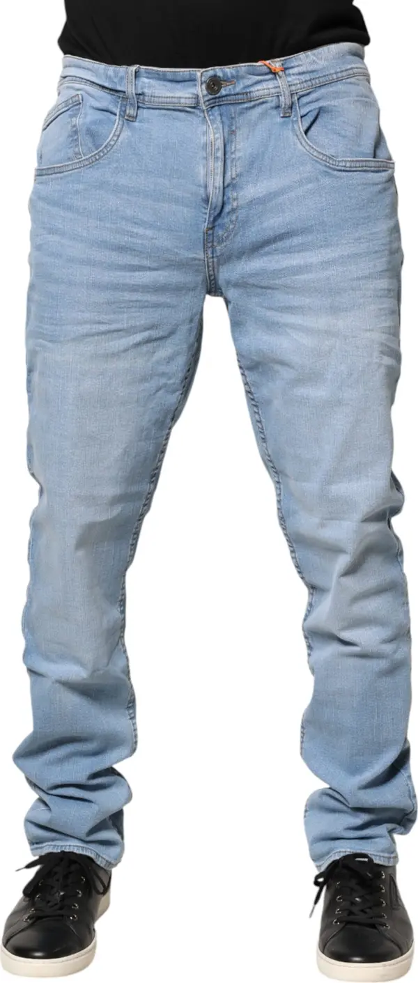 Light Blue Twister Mid Waist Skinny Fit Men Denim Jeans