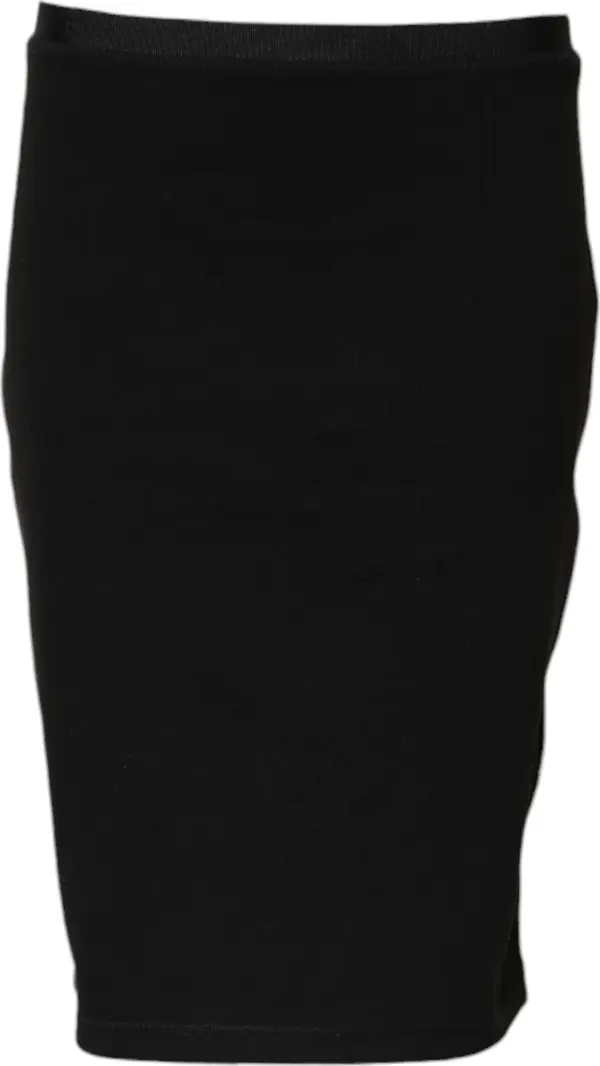 Black Polyester Pencil Cut Knee Length Skirt
