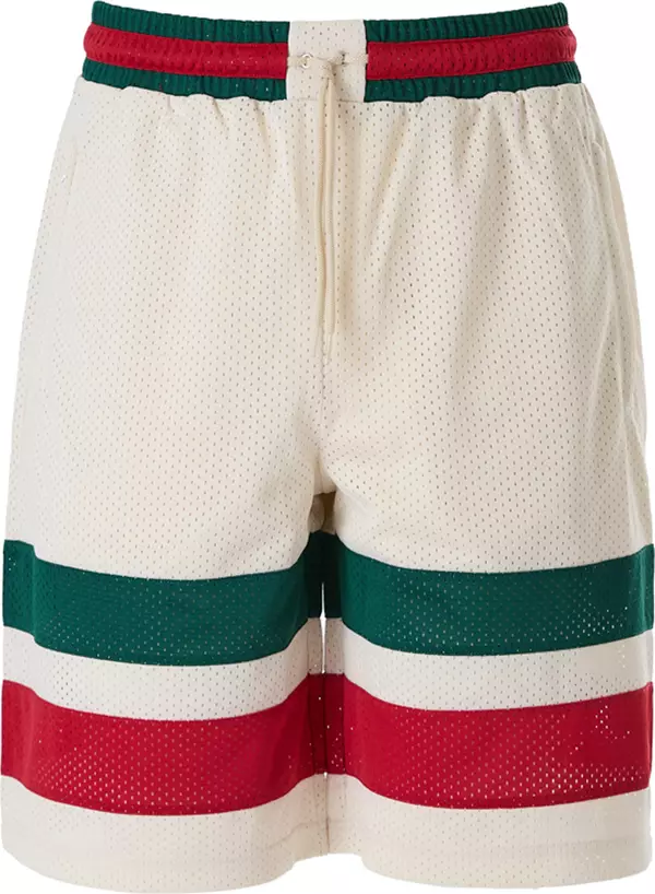 Cream polyester  Logo Shorts