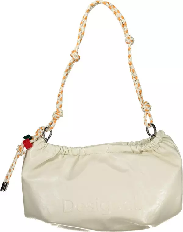 Ecru Polyurethane Women Handbag