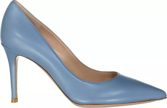 Blue Leather High Heel Pumps