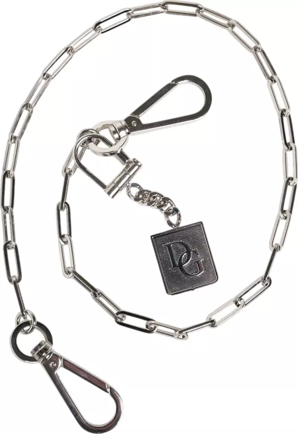 Silver Tone Metal Chain DG Charm Belt Keychain