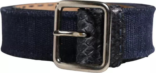 Dark Blue Canvas Silver Metal Buckle Belt