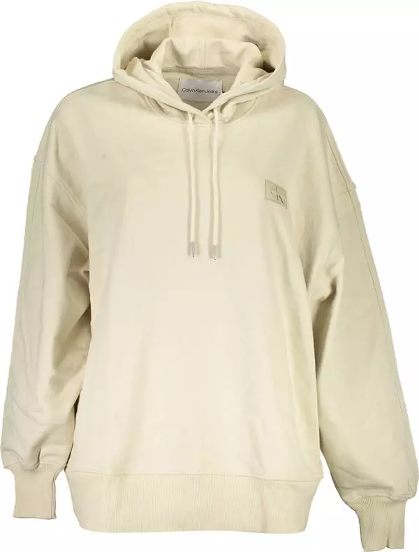 Beige Recycled Cotton Women Hoodie