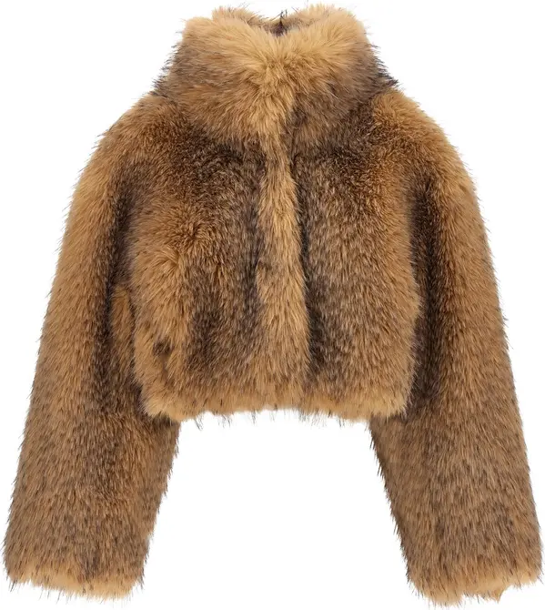 Beige Polyester Full-Length Jacket