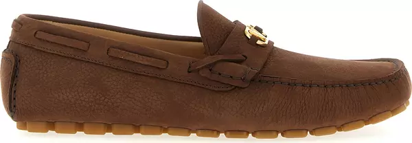 Brown Calfskin Slip-On Loafers