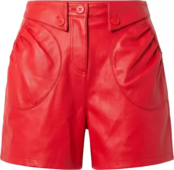 Red Polyester Women Shorts