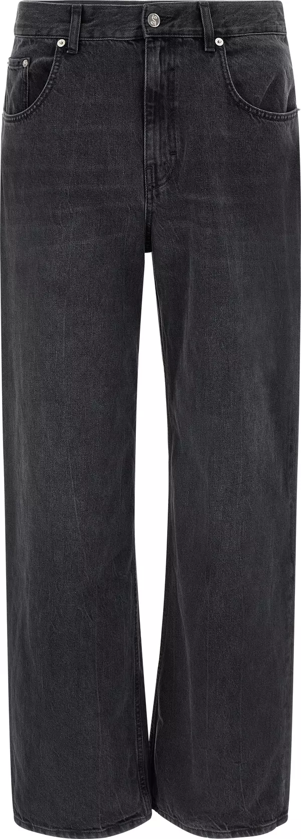 Black Cotton Straight-Leg Jeans