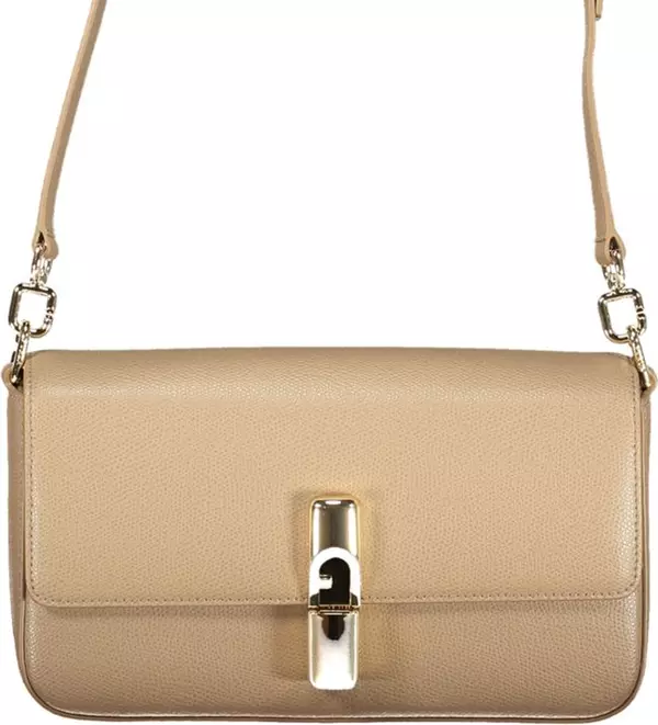 Beige Leather Women Bag