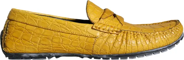 Yellow Leather Slip Mocassin Loafers Shoes