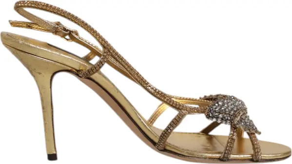 Gold Strass Ankle Strap Heels Sandals Shoes
