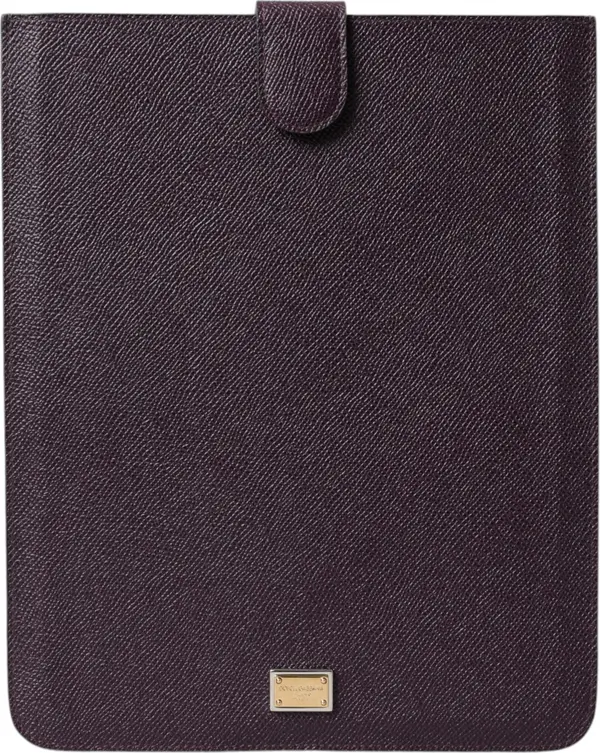 Dark Brown Leather Logo Plaque Cover Sleeve Tablet Case