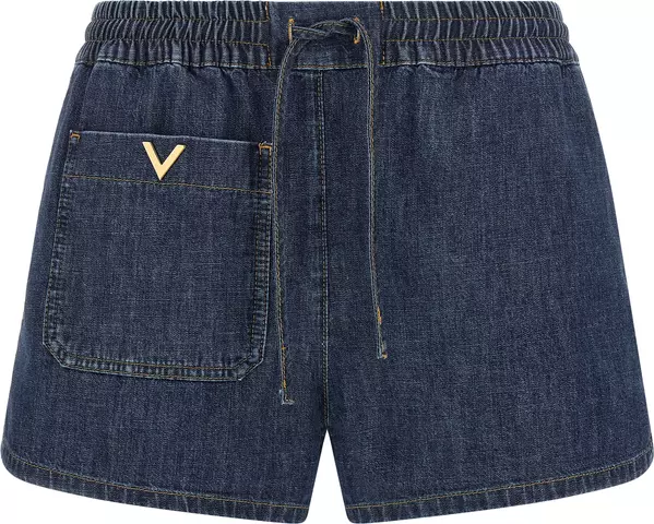 Blue Cotton Bermuda Shorts