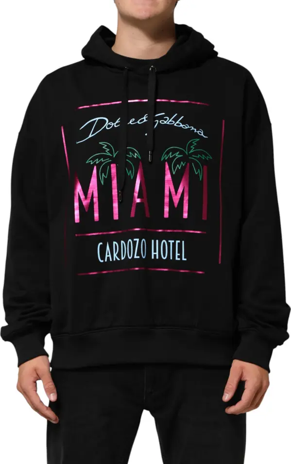 Black Printed Hooded Men Sweatshirt Sweater
