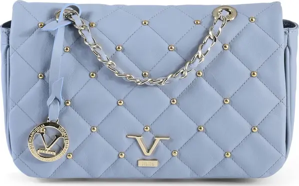 Blue Leather Shoulder Bag