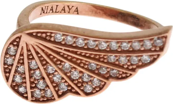 Pink Gold 925 Silver Womens Clear CZ Ring