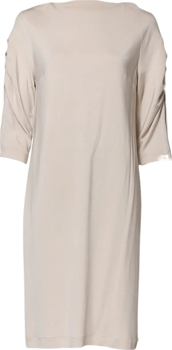 Ivory Viscose Sheath Knee Length Dress