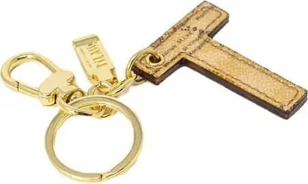 Beige Leather Keychain