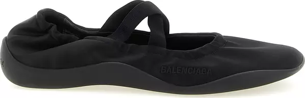 Black Polyester Ballet Flats