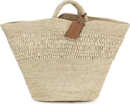 Beige Raffia Handbag