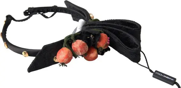 Black with multicolor Fig Fruit Crystal Tiara Diadem Headband
