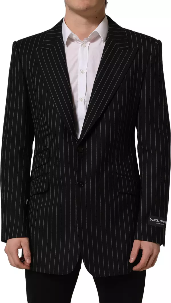 Dark Gray Stripes Wool Single Breasted Blazer