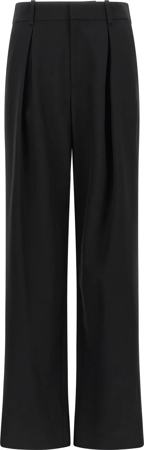 Black Polyester Casual Pants