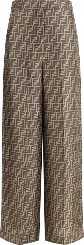 Brown Silk Casual Pants