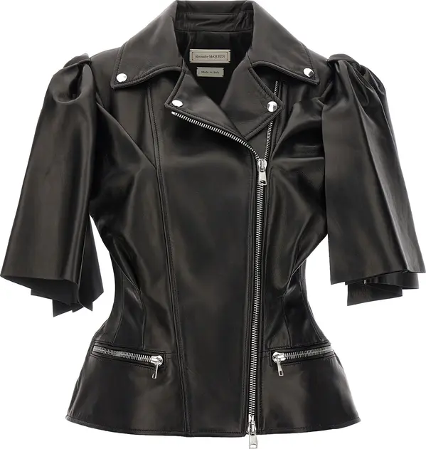 Black Lamb Leather Sleeveless Jacket