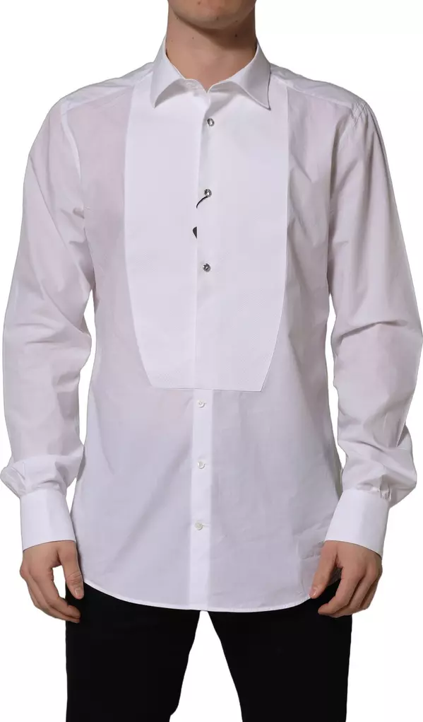 White Bib Cotton Poplin Dress Formal Shirt