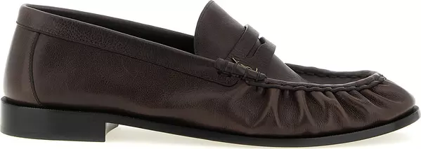 Brown Calfskin Slip-On Loafers
