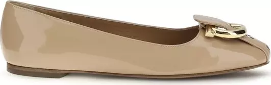 Beige Calf Leather Bos Taurus Ballet Flats
