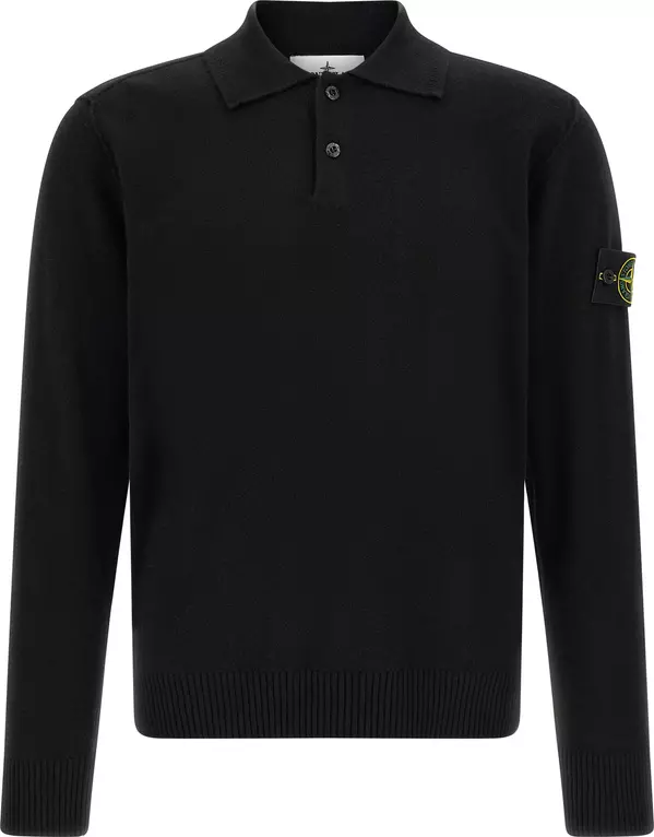 Black Virgin Wool Polo Shirt