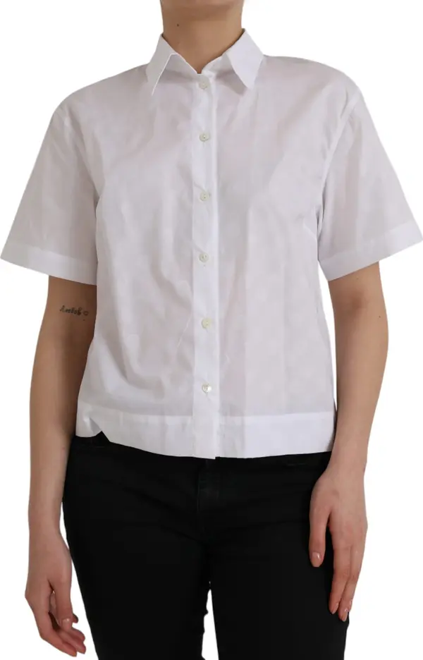 White Collared Short Sleeve Polo Shirt Top