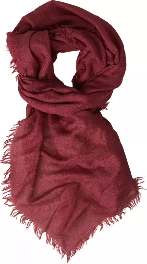 Maroon Cashmere Knit Wrap Shawl Fringe Scarf