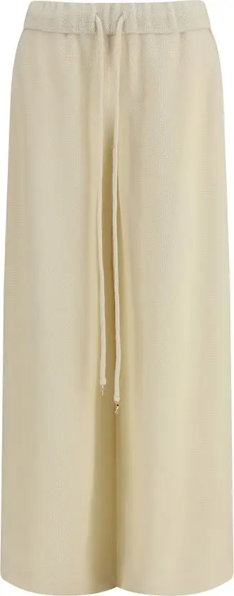 Beige Alpaca Vicugna Pacos Casual Pants