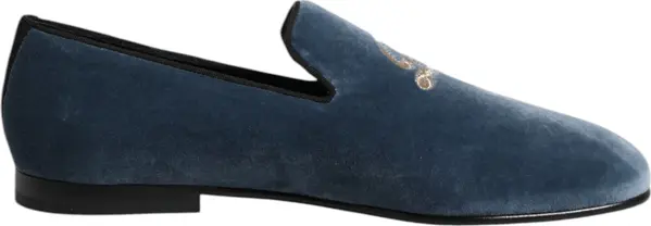 Blue Velvet DG Logo Loafers Formal Shoes