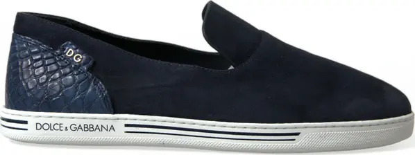 Blue Suede Caiman Loafers Saint Tropez Shoes