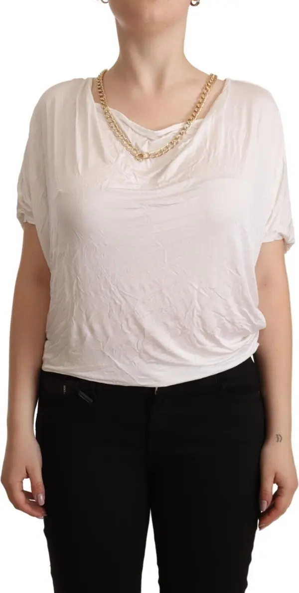 White Short Sleeves Gold Chain T-shirt Top