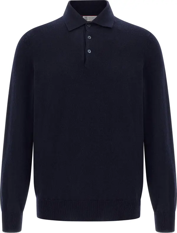 Blue Cashmere Polo Shirt