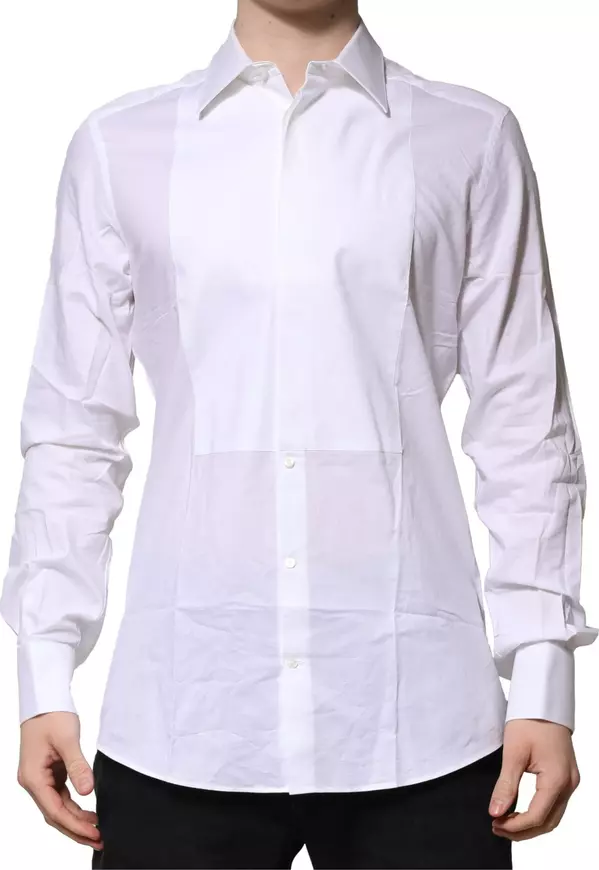 White Bib Cotton Poplin GOLD Men Formal Shirt