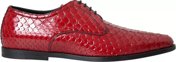 Red Textured Varnished Derby Men Formal Shoes