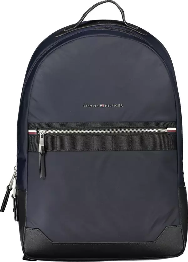 Blue Polyester Men Backpack