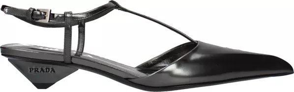 Gray Leather Flat Sandals