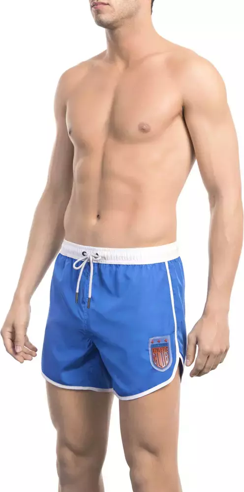 Blue Polyester Men Swim Short