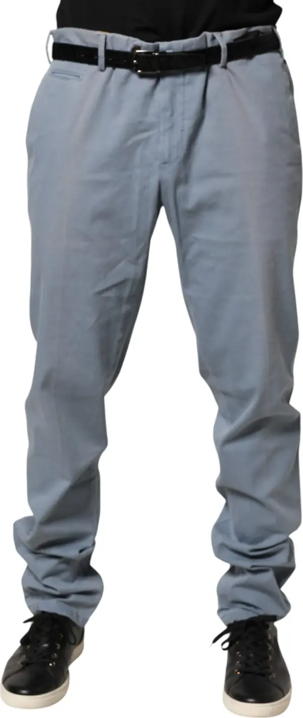 Blue Men Chino Mid Waist Tapered Fit Trouser Pants