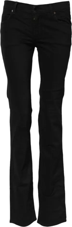 Black Cotton Stretch Flared Bootcut Denim Jeans
